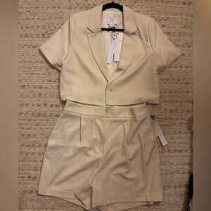 House of Harlow 1960 Beige Textured Blazer Set